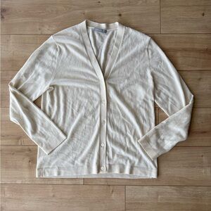 Neiman Marcus Cashmere Collection 100% Cashmere Cream Button Cardigan Sweater